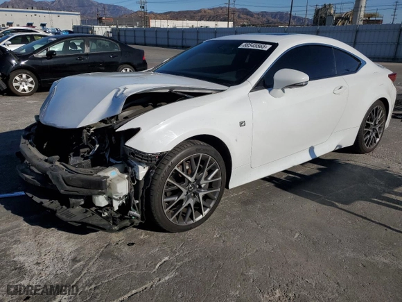 2015 Lexus RC 350 with VIN JTHSE5BC1F5003398, listed as a Copart auction lot 88545565 with 93,749 mi miles and Salvage Title. Bid and sale history available at carsss.com. Image 1.