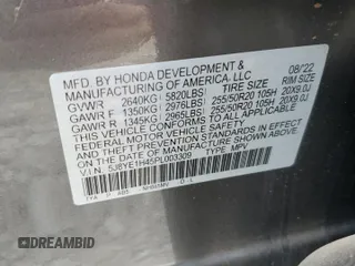2023 Acura MDX Technology z VIN 5J8YE1H45PL003309, wystawiony jako Copart lot #54573035 z przebiegiem Nie podano mil oraz Szkoda całkowita • Salvage title. Historia ofert i sprzedaży dostępna na DreamBid. Obrazek 14.