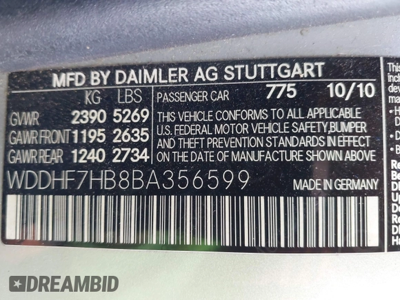 2011 Mercedes-Benz E 63 AMG с VIN WDDHF7HB8BA356599, выставлен на аукционе IAAI как лот 42674553 с пробегом 73 500 миль миль и . История ставок и продаж доступна на DreamBid. Изображение 9.