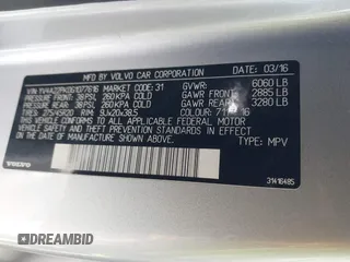 2016 Volvo XC90 T6 Momentum with VIN YV4A22PK0G1077616, listed as a IAAI auction lot 41593610 with 117,782 mi miles. Bid and sale history available at carsss.com. Image 9.