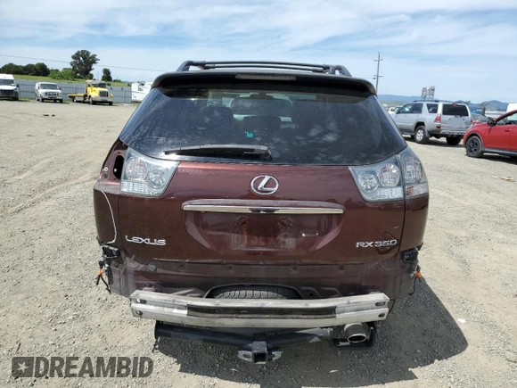 2008 Lexus RX 350 with VIN JTJGK31U480014472, listed as a Copart auction lot 52739835 with 185,551 mi miles and Salvage Title. Bid and sale history available at DreamBid. Image 6.
