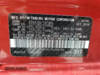 2019 Mitsubishi Outlander ES z VIN JA4AP3AU7KU006760, wystawiony jako Copart lot #56310235 z przebiegiem 92 533 mil mil oraz Szkoda całkowita • Salvage title. Historia ofert i sprzedaży dostępna na DreamBid. Obrazek 13.