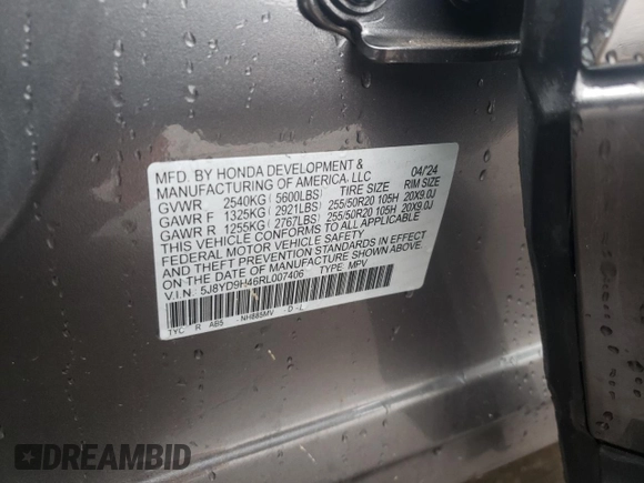 2024 Acura MDX Technology z VIN 5J8YD9H46RL007406, wystawiony jako Copart lot #43233355 z przebiegiem 7 352 mil mil oraz Szkoda całkowita • Salvage title. Historia ofert i sprzedaży dostępna na DreamBid. Obrazek 15.