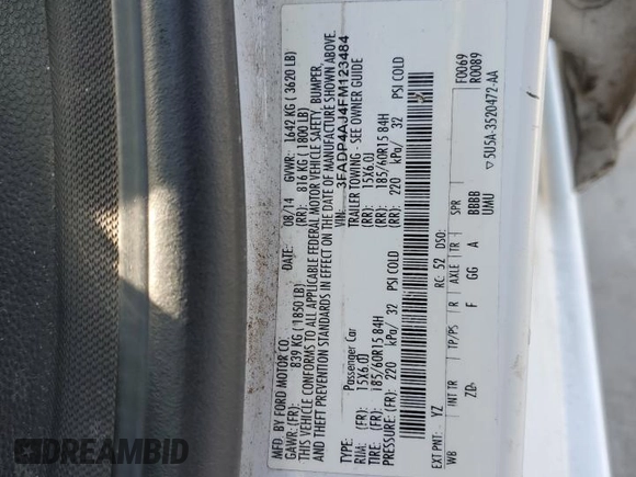2015 Ford Fiesta S z VIN 3FADP4AJ4FM123484, wystawiony jako Copart lot #54095345 z przebiegiem 63 123 mil mil oraz Szkoda całkowita • Salvage title. Historia ofert i sprzedaży dostępna na DreamBid. Obrazek 13.