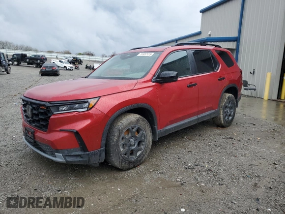 2025 Honda Pilot TrailSport with VIN 5FNYG1H63SB094649, listed as a Copart auction lot 51657125 with 554 mi miles and Salvage Title. Bid and sale history available at carsss.com. Image 1.
