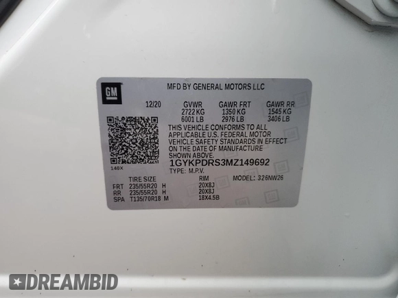 2021 Cadillac XT6 Premium Luxury with VIN 1GYKPDRS3MZ149692, listed as a Copart auction lot 47109805 with 82,004 mi miles and Salvage title. Bid and sale history available at DreamBid. Image 13.