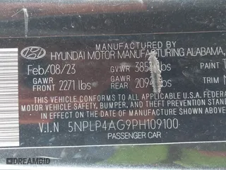 2023 Hyundai Elantra Limited with VIN 5NPLP4AG9PH109100, listed as a IAAI auction lot 41826256 with 52,303 mi miles. Bid and sale history available at carsss.com. Image 9.
