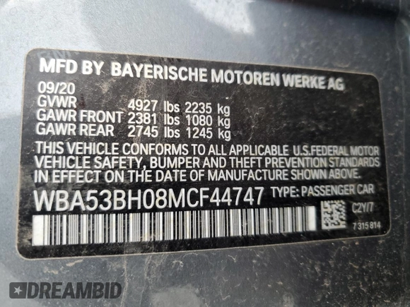 2021 BMW 5 Series 530i z VIN WBA53BH08MCF44747, wystawiony jako Copart lot #49928735 z przebiegiem Nie podano mil oraz Czysty tytuł • Clean title. Historia ofert i sprzedaży dostępna na DreamBid. Obrazek 12.