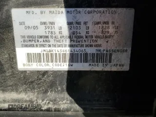 2006 Mazda 3 s with VIN JM1BK143461434065, listed as a Copart auction lot 77760574 with 183,891 mi miles and Clean Title. Bid and sale history available at carsss.com. Image 12.