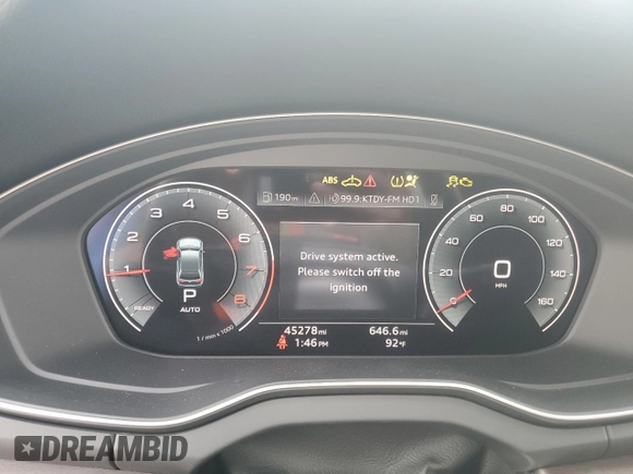2021 Audi Q5 Premium Plus with VIN WA1BAAFY9M2081092, listed as a Copart auction lot 61368775 with 45,278 mi miles and Salvage title. Bid and sale history available at DreamBid. Image 9.