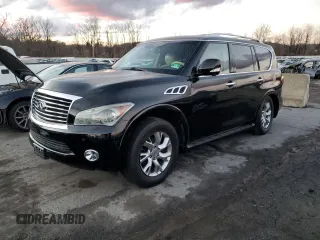 2012 Infiniti QX56 7-passenger with VIN JN8AZ2NE1C9015556, listed as a Copart auction lot 81671054 with 158,247 mi miles and Salvage Title. Bid and sale history available at carsss.com. Image 1.