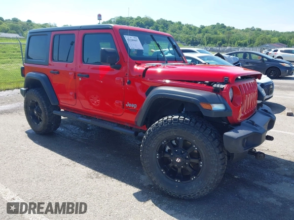 2018 Jeep Wrangler Unlimited Sport S z VIN 1C4HJXDGXJW168940, wystawiony jako IAAI lot #42200607 z przebiegiem 60 308 mil mil oraz . Historia ofert i sprzedaży dostępna na DreamBid. Obrazek 1.