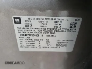2012 Chevrolet Equinox 2LT z VIN 2GNALPEK3C6368111, wystawiony jako Copart lot #55587685 z przebiegiem 142 618 mil mil oraz Czysty tytuł • Clean title. Historia ofert i sprzedaży dostępna na DreamBid. Obrazek 13.