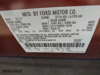 2018 Ford Explorer Limited with VIN 1FM5K7F8XJGA36675, listed as a IAAI auction lot 41537931 with 87,945 mi miles. Bid and sale history available at carsss.com. Image 9.