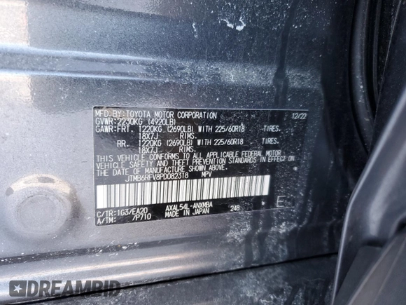 2023 Toyota RAV4 Hybrid XLE Premium with VIN JTMB6RFV8PD082318, listed as a Copart auction lot 45563635 with 36,433 mi miles and Salvage Title. Bid and sale history available at carsss.com. Image 15.