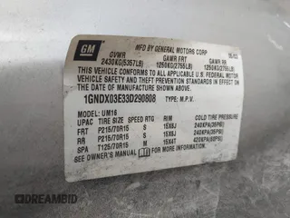 2003 Chevrolet Venture Y3G Mobility z VIN 1GNDX03E33D290808, wystawiony jako IAAI lot #41293811 z przebiegiem 198 100 mil mil oraz . Historia ofert i sprzedaży dostępna na DreamBid. Obrazek 9.