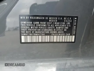 2024 Volkswagen Jetta GLI 40th Anniversary Edition with VIN 3VW9T7BU7RM047704, listed as a Copart auction lot 69902454 with 10,885 mi miles and Salvage title. Bid and sale history available at DreamBid. Image 12.