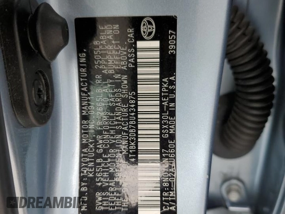 2011 Toyota Avalon with VIN 4T1BK3DB7BU434875, listed as a Copart auction lot 56509315 with 147,492 mi miles and Salvage title. Bid and sale history available at DreamBid. Image 12.