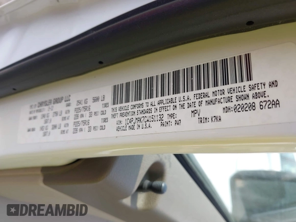 2012 Jeep Liberty Sport with VIN 1C4PJMAK7CW151132, listed as a IAAI auction lot 42418592 with 203,200 mi miles and . Bid and sale history available at DreamBid. Image 9.