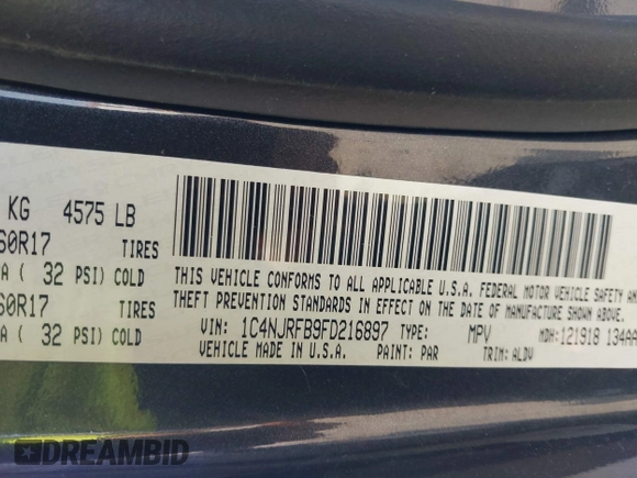 2015 Jeep Patriot High Altitude with VIN 1C4NJRFB9FD216897, listed as a IAAI auction lot 42495936 with 170,029 mi miles and . Bid and sale history available at DreamBid. Image 9.