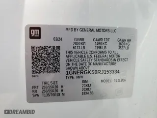 2024 Chevrolet Traverse FWD LT with VIN 1GNERGKS0RJ153334, listed as a Copart auction lot 54352135 with 8,341 mi miles and Salvage Title. Bid and sale history available at carsss.com. Image 13.