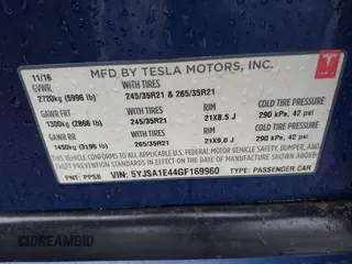 2016 Tesla Model S 90D with VIN 5YJSA1E44GF169960, listed as a IAAI auction lot 41523807 with 124,738 mi miles and . Bid and sale history available at DreamBid. Image 9.