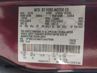 2007 Ford Explorer Sport Trac Limited with VIN 1FMEU33887UA07998, listed as a IAAI auction lot 42506322 with 197,203 mi miles and . Bid and sale history available at DreamBid. Image 9.