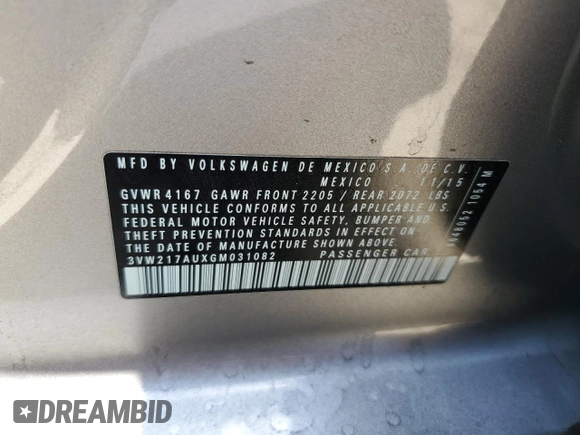 2016 Volkswagen Golf TSI S z VIN 3VW217AUXGM031082, wystawiony jako Copart lot #58389785 z przebiegiem 107 349 mil mil oraz Czysty tytuł • Clean title. Historia ofert i sprzedaży dostępna na DreamBid. Obrazek 13.