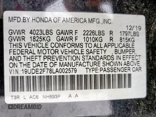 2020 Acura ILX Premium with VIN 19UDE2F78LA002579, listed as a Copart auction lot 58015475 with 110,786 mi miles and Salvage title. Bid and sale history available at DreamBid. Image 13.