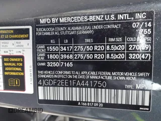 2015 Mercedes-Benz GL-Class GL 350 BlueTEC with VIN 4JGDF2EE1FA441750, listed as a IAAI auction lot 41716996 with 87,026 mi miles. Bid and sale history available at carsss.com. Image 9.