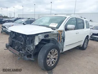 2015 Nissan Armada SV with VIN 5N1BA0ND5FN600845, listed as a IAAI auction lot 41531206 with 185,476 mi miles. Bid and sale history available at carsss.com. Image 2.