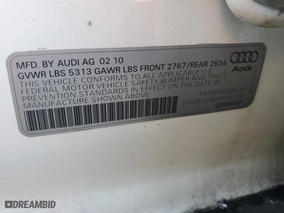 2010 Audi A6 3.0T Premium Plus with VIN WAUFGAFB2AN057452, listed as a Copart auction lot 87025994 with 174,199 mi miles and Clean Title. Bid and sale history available at carsss.com. Image 12.