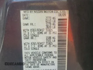 2010 Nissan Pathfinder SE with VIN 5N1AR1NB9AC600845, listed as a Copart auction lot 57846565 with 199,399 mi miles and Salvage title. Bid and sale history available at DreamBid. Image 14.