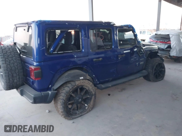 2018 Jeep Wrangler Unlimited Sahara z VIN 1C4HJXEN0JW274942, wystawiony jako IAAI lot #41175231 z przebiegiem 97 255 mil mil oraz . Historia ofert i sprzedaży dostępna na DreamBid. Obrazek 4.