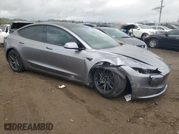 2025 Tesla Model 3 Long Range with VIN 5YJ3E1EAXSF980461, listed as a Copart auction lot 51093215 with 225 mi miles and Salvage title. Bid and sale history available at DreamBid. Image 4.