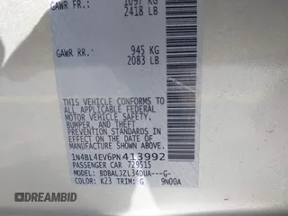 2023 Nissan Altima SL with VIN 1N4BL4EV6PN413992, listed as a IAAI auction lot 41644642 with 40,974 mi miles and . Bid and sale history available at DreamBid. Image 9.