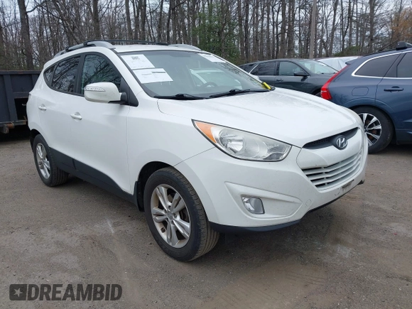 2013 Hyundai Tucson GLS with VIN KM8JU3AC5DU693550, listed as a IAAI auction lot 41919615 with 202,517 mi miles. Bid and sale history available at carsss.com. Image 1.