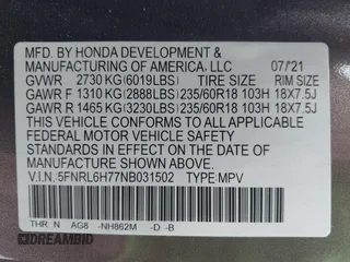 2022 Honda Odyssey EX-L with VIN 5FNRL6H77NB031502, listed as a IAAI auction lot 41706098 with 57,074 mi miles and . Bid and sale history available at DreamBid. Image 9.