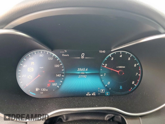2020 Mercedes-Benz C 300 with VIN W1KWJ8DB2LG035075, listed as a Copart auction lot 59785705 with 27,792 mi miles and Salvage title. Bid and sale history available at DreamBid. Image 9.
