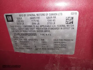 2015 GMC Terrain SLE with VIN 2GKFLVEK8F6283020, listed as a IAAI auction lot 41754049 with 126,788 mi miles. Bid and sale history available at carsss.com. Image 9.