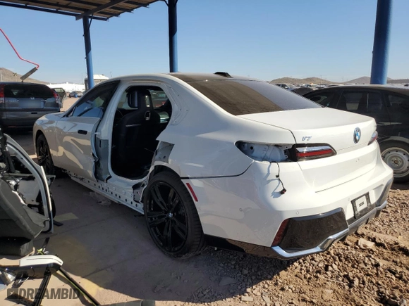 2024 BMW i7 eDrive50 with VIN WBY43EJ06RCR45999, listed as a Copart auction lot 77538844 with 5,756 mi miles and Salvage Title. Bid and sale history available at carsss.com. Image 2.