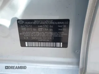 2013 Hyundai Elantra Limited with VIN 5NPDH4AE2DH191473, listed as a IAAI auction lot 41856481 with 54,705 mi miles and . Bid and sale history available at DreamBid. Image 9.