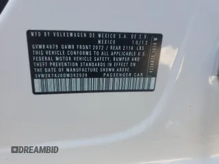 2013 Volkswagen Jetta S with VIN 3VW2K7AJ0DM392920, listed as a Copart auction lot 63682615 with 184,702 mi miles and Salvage title. Bid and sale history available at DreamBid. Image 13.