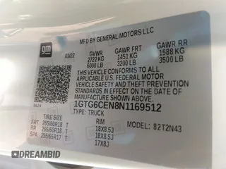 2022 GMC Canyon 4WD Elevation z VIN 1GTG6CEN8N1169512, wystawiony jako IAAI lot #42015869 z przebiegiem 60 159 mil mil oraz . Historia ofert i sprzedaży dostępna na DreamBid. Obrazek 9.