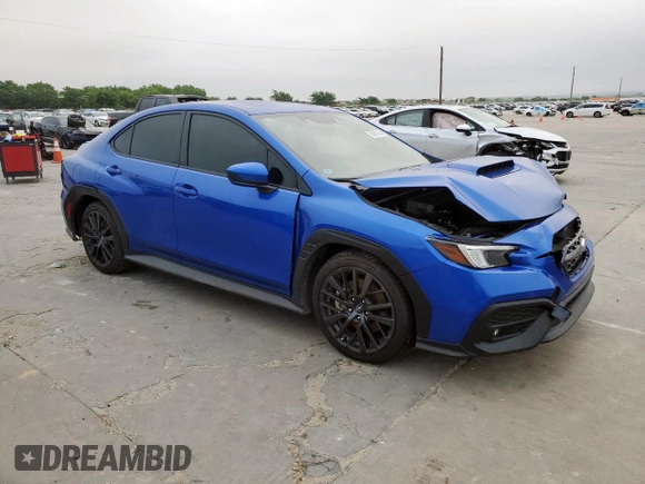 2023 Subaru WRX Premium with VIN JF1VBAH62P8807393, listed as a Copart auction lot 58950245 with 20,639 mi miles and Salvage title. Bid and sale history available at DreamBid. Image 4.