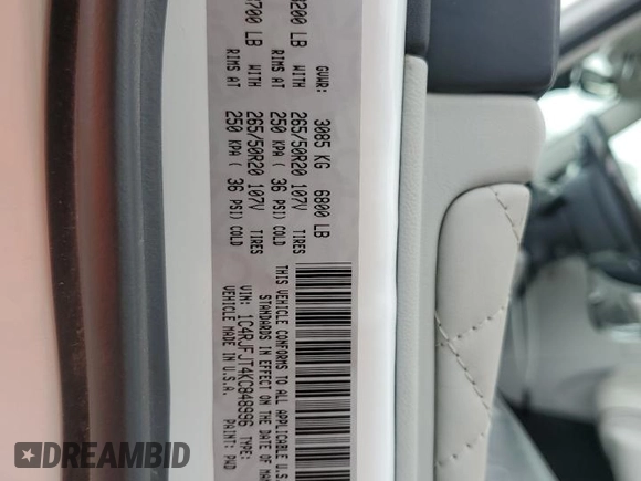 2019 Jeep Grand Cherokee Summit with VIN 1C4RJFJT4KC848996, listed as a Copart auction lot 54974925 with 106,517 mi miles and Salvage title. Bid and sale history available at DreamBid. Image 13.