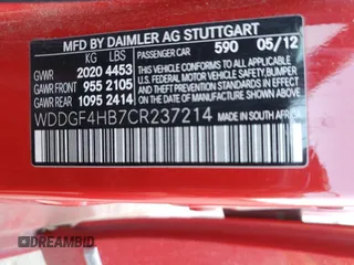 2012 Mercedes-Benz C 250 Sport with VIN WDDGF4HB7CR237214, listed as a Copart auction lot 55521725 with Not Provided miles and Salvage Title. Bid and sale history available at DreamBid. Image 12.