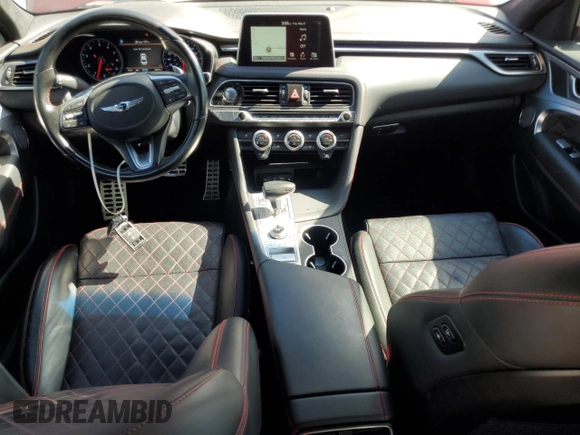 2019 Genesis G70 Advanced with VIN KMTG34LE5KU031794, listed as a Copart auction lot 56139885 with 34,873 mi miles and Salvage title. Bid and sale history available at DreamBid. Image 8.