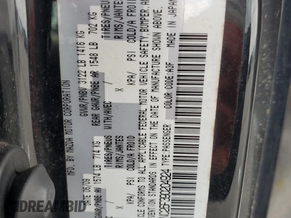 2009 Mazda MX-5 Miata Grand Touring with VIN JM1NC26F390204924, listed as a Copart auction lot 63492955 with 215,707 mi miles and Salvage title. Bid and sale history available at DreamBid. Image 13.