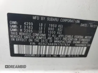 2022 Subaru Impreza z VIN 4S3GTAA60N1707924, wystawiony jako Copart lot #76327214 z przebiegiem 54 009 mil mil oraz Czysty tytuł • Clean title. Historia ofert i sprzedaży dostępna na DreamBid. Obrazek 13.